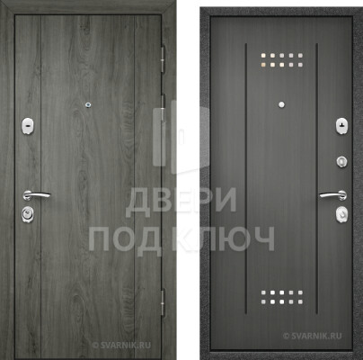 Уличная входная металлическая антивандальная дверь серая с зеркалом ДПК-1504